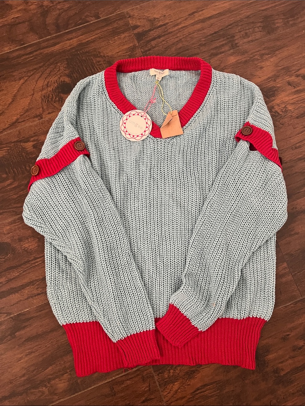 umgee Blue & Red Knit Sweater NWT Size Large